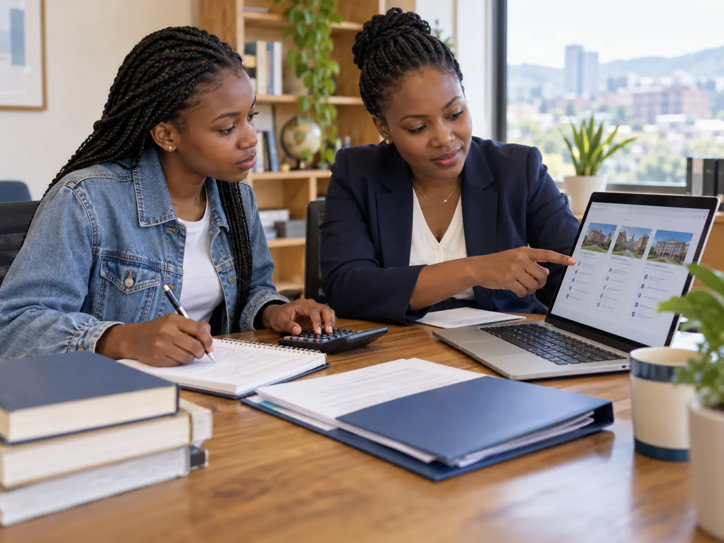 Student and Ngaija advisor comparing study options, costs and academic requirements